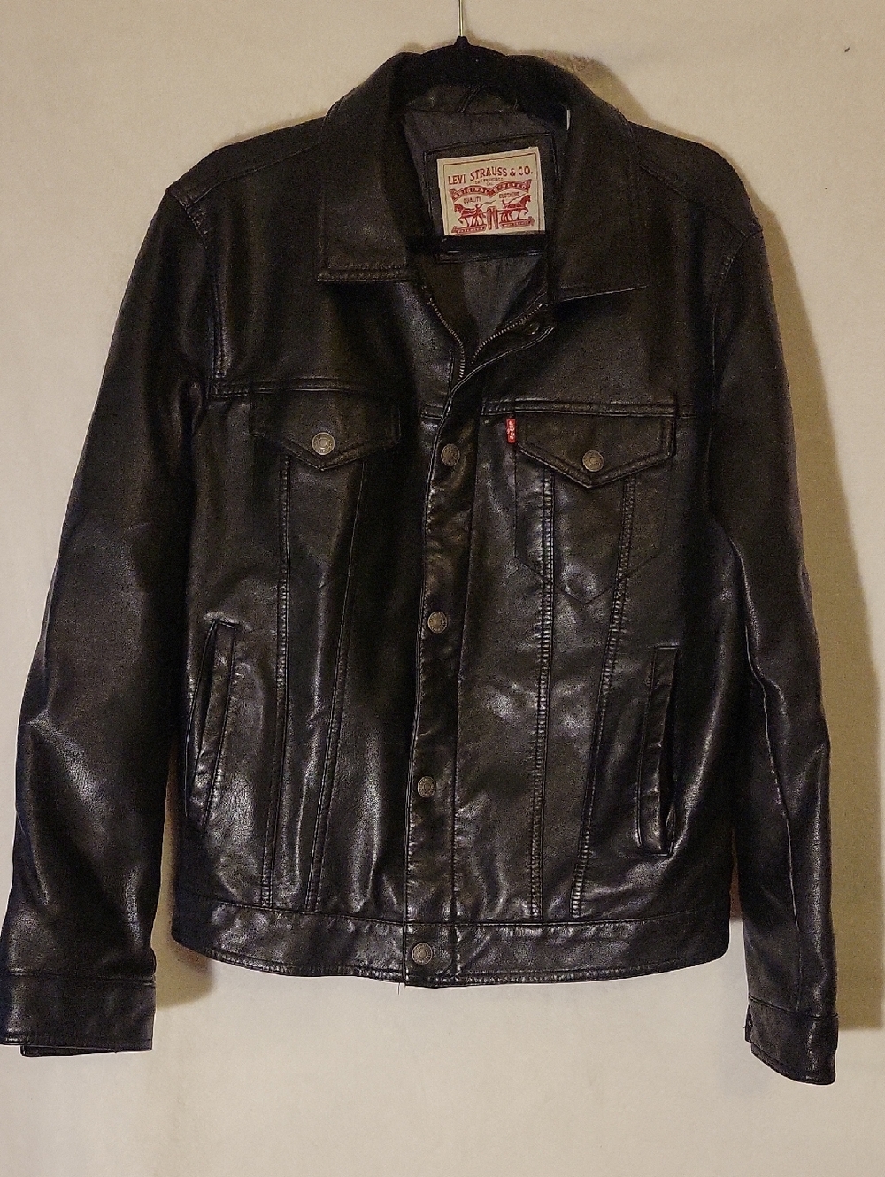 Levi's Black Faux Leather Bomber-Style Jacket